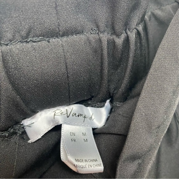 Black Paper Bag Elastic Waist Women Pants Size Medium - Picture 4 of 5